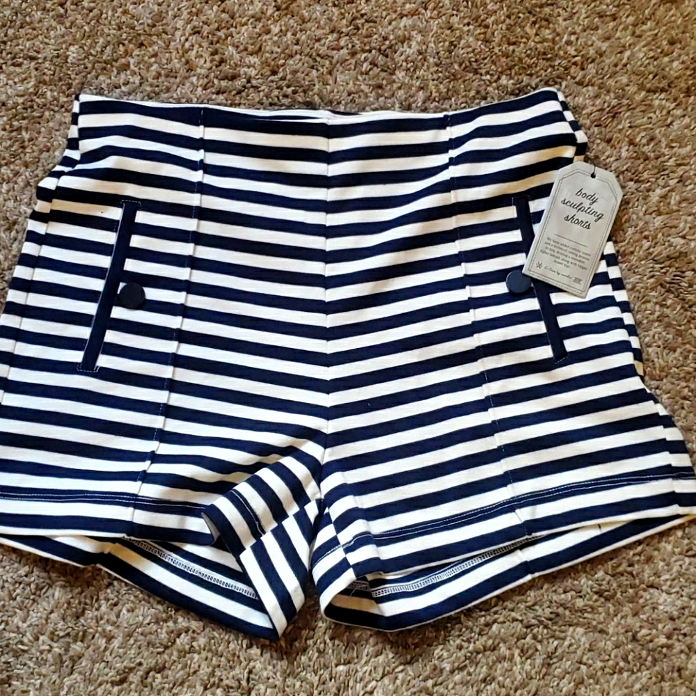 Navy Striped shorts.